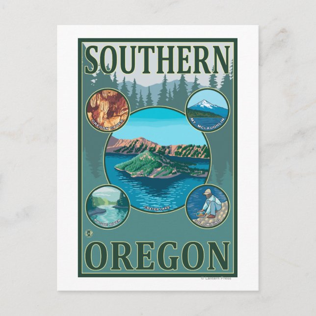 Carte Postale Affiche de voyage du sud de l'OregonScène (Devant)