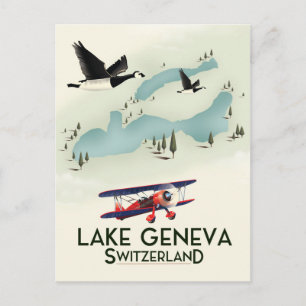 Carte Postale affiche de voyage lac genève suisse