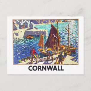 Carte Postale Affiche de voyage mosaïque vintage Cornwall