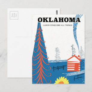 Carte Postale Affiche de voyage Oklahoma de style vintage.