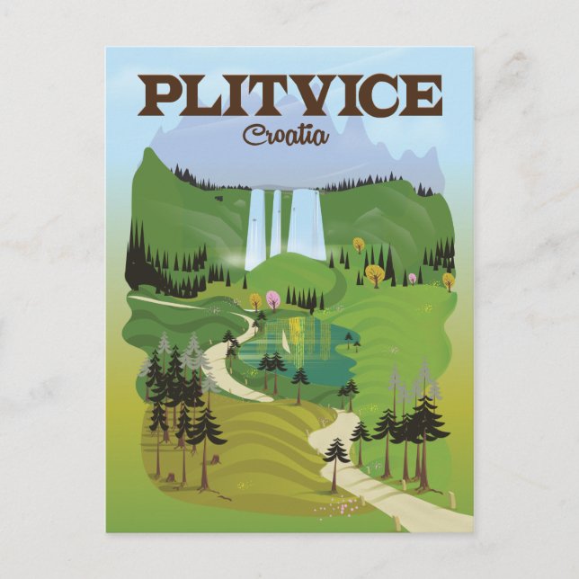 Carte Postale affiche de voyage Plitvice Croatie (Devant)