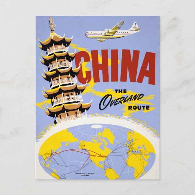 Carte Postale Affiche de voyage pour Northwest Orient Airlines (Devant)