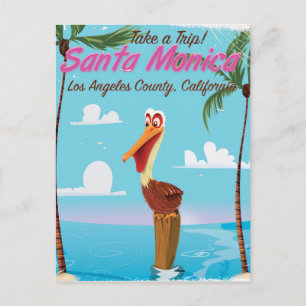 Carte Postale Affiche de voyage rétro dessin animé de Santa Moni