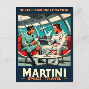 Carte Postale Affiche de voyage spatial Martini Films de science
