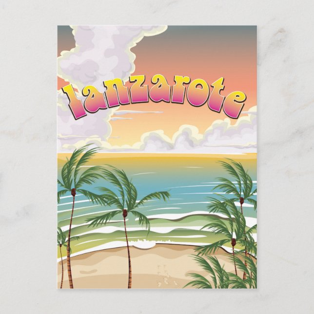 Carte Postale Affiche de voyage sur la plage de Lanzarote (Devant)