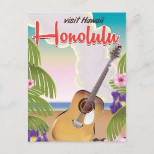 Carte Postale Affiche de voyage vintage de guitare acoustique d'