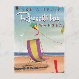 Carte Postale Affiche de voyage vintage de la baie de Rhossili,
