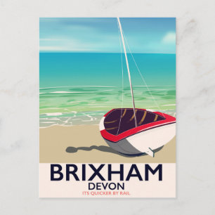 Carte Postale Affiche de voyage vintage de la plage de Brixham D