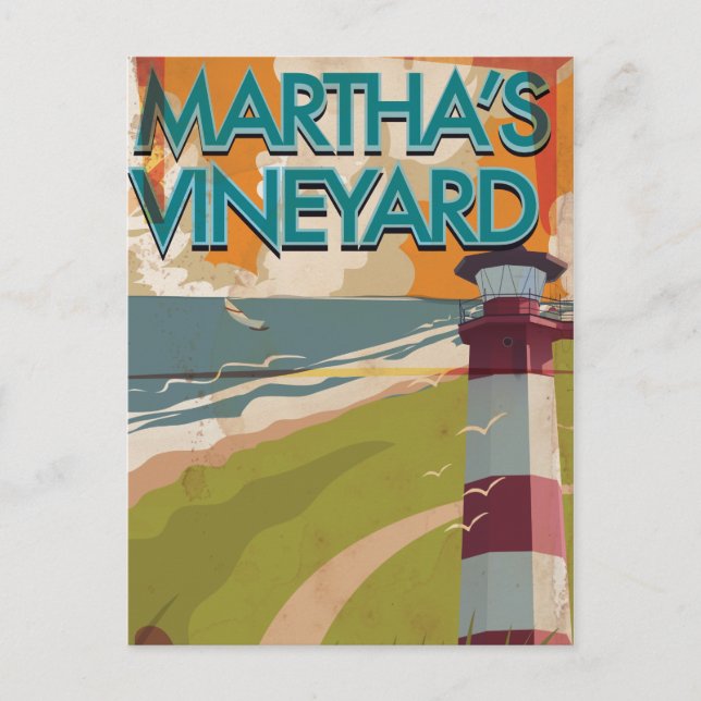 Carte Postale Affiche de voyage vintage de Marthas Vineyard (Devant)