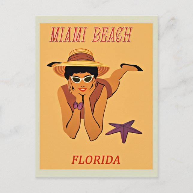 Carte Postale Affiche de voyage vintage de Miami Beach (Devant)