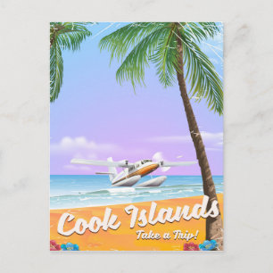 Carte Postale Affiche de voyage vintage des îles Cook sur la pla