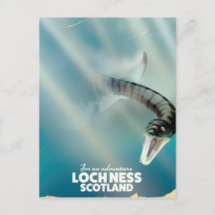 Carte Postale Affiche de voyage vintage du monstre du Loch Ness 