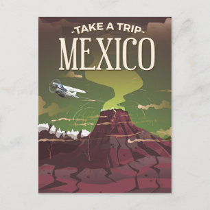 Carte Postale Affiche de voyage vintage du volcan mexicain