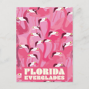 Carte Postale Affiche de voyage vintage flamant des Everglades d