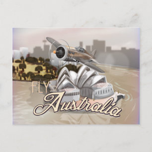 Carte Postale Affiche de voyage vintage Fly to Australia