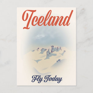 Carte Postale Affiche de voyage vintage Islande "Fly Today"