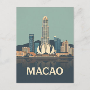 Carte Postale Affiche de voyage vintage Macao Art de la skyline