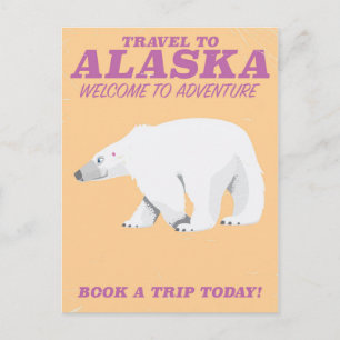 Carte Postale Affiche de voyage vintage ours polaire d'Alaska
