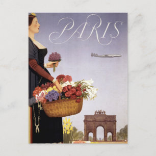 Carte Postale Affiche de voyage vintage, Paris via Constellation