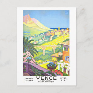 Carte Postale Affiche de voyage vintage pour Vence, France,