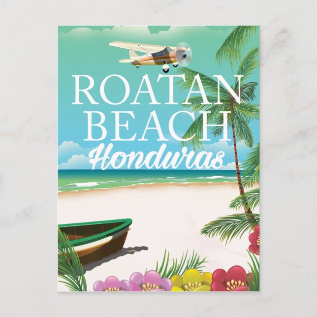 Carte Postale Affiche de voyage vintage Rotan Beach Honduras (Devant)