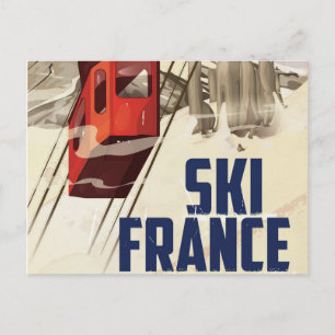 Carte Postale Affiche de voyage vintage sur le ski en France.