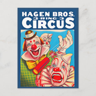 Carte Postale Affiche du cirque Hagen Brothers des années 1950