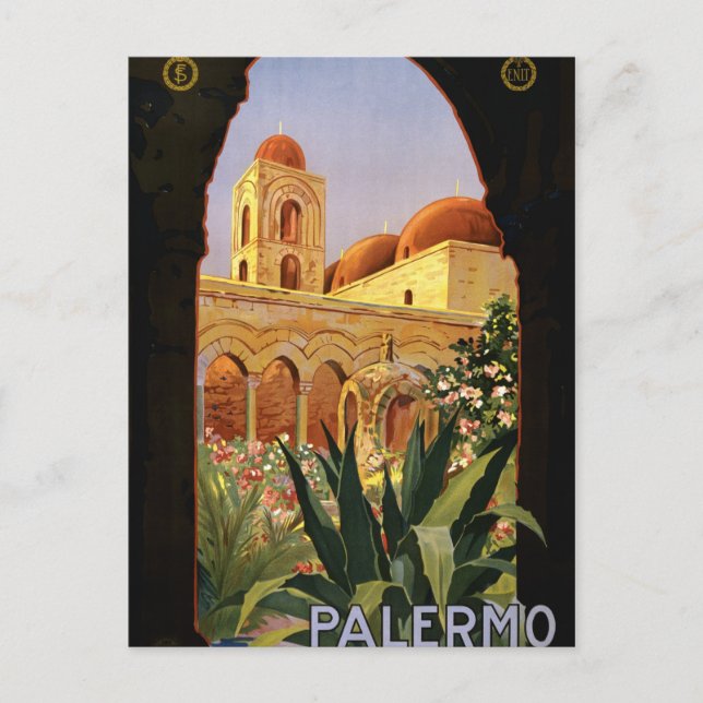 Carte Postale Affiche italienne de voyage de Palerme Sicile (Devant)