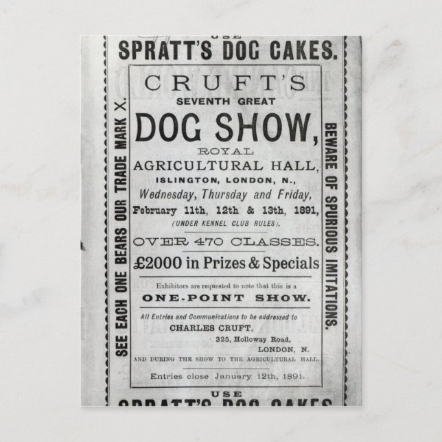 Carte Postale Affiche publicitaire Cruft's Dog Show (Devant)