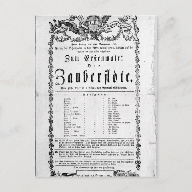 Carte Postale Affiche publicitaire de "La Flûte magique" (Devant)