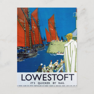 Carte Postale Affiche publicitaire de train vintage de Lowestoft