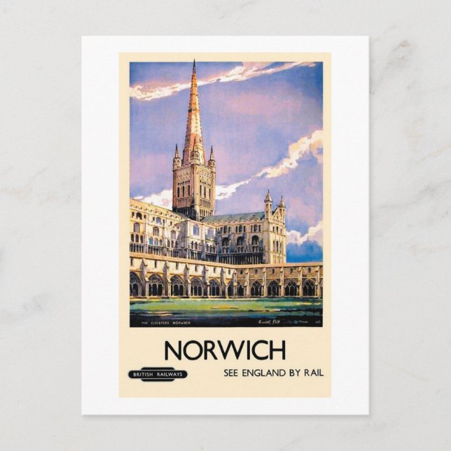 Carte Postale Affiche publicitaire des trains Norwich (Devant)