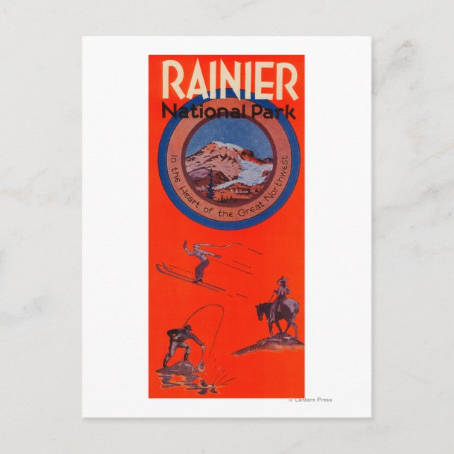 Carte Postale Affiche publicitaire du mont Rainier (Devant)