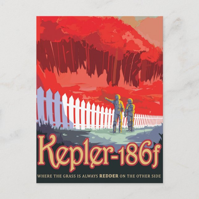 Carte Postale Affiche rétro de l'espace de Kepler-186f. (Devant)