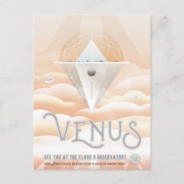 Carte Postale Affiche rétro de l'espace - Observatoire dans le s (Devant)
