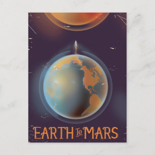 Carte Postale Affiche Rétro Sci-fi Terre Mars