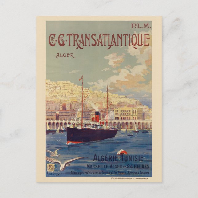 Carte Postale Affiche transatlantique vintage 1901 (Devant)