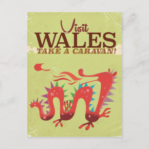 Carte Postale Affiche vintage de vacances en caravane au Pays de