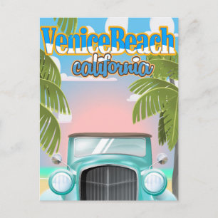 Carte Postale Affiche vintage de Venice Beach Californie.