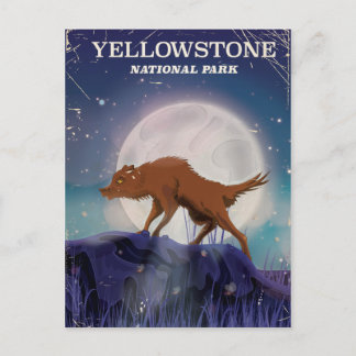 Carte Postale Affiche vintage du loup du Parc national de Yellow