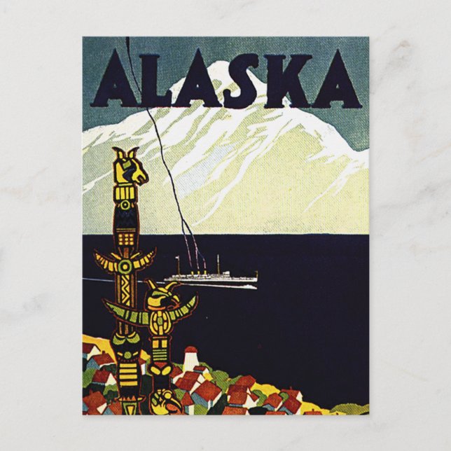 Carte Postale affiche vintage en alaska (Devant)