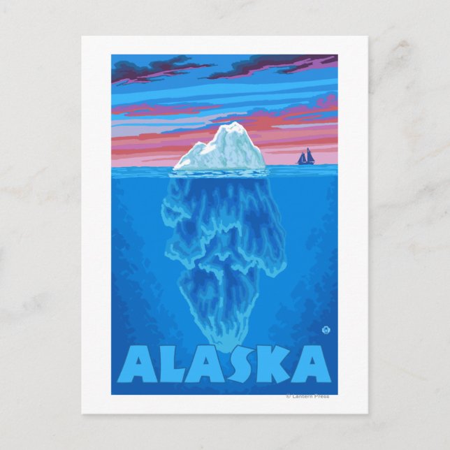 Carte Postale Affiche Vintage voyage AlaskaIceberg (Devant)