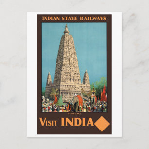 Carte Postale Affiche Vintage voyage des chemins de fer indiens