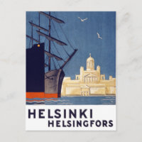 Affiche Vintage voyage d'Helsinki restaurée