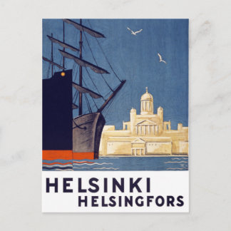 Carte Postale Affiche Vintage voyage d'Helsinki restaurée