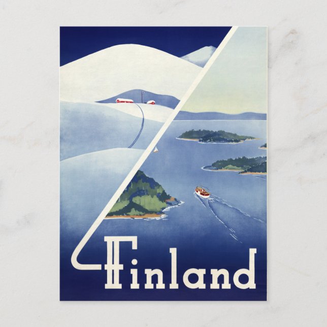 Carte Postale Affiche Vintage voyage finlandaise restaurée (Devant)