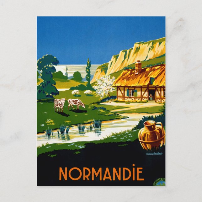 Carte Postale Affiche Vintage voyage France Normandie restaurée (Devant)