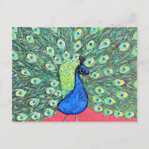 Carte Postale Afficher Peinture Acrylique Peacock