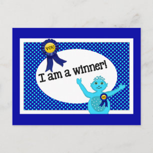 Carte Postale Affirmations des gagnants Pois bleu turquoise