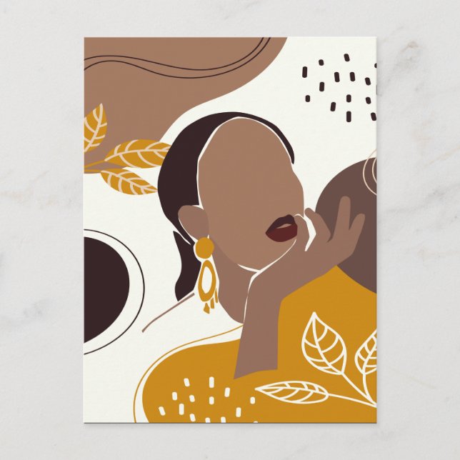 Carte Postale African American Art, Leaf Girl Print, Black Woman (Devant)